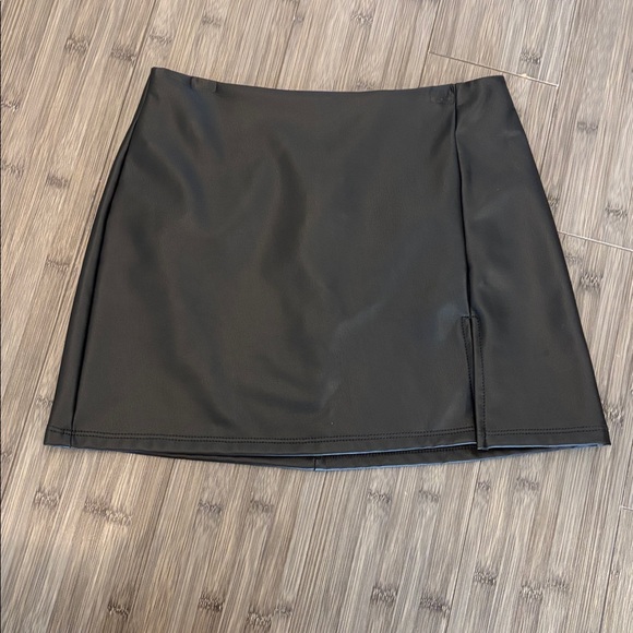 Altar'd State Black Leather mini skirt with slit - Picture 2 of 6